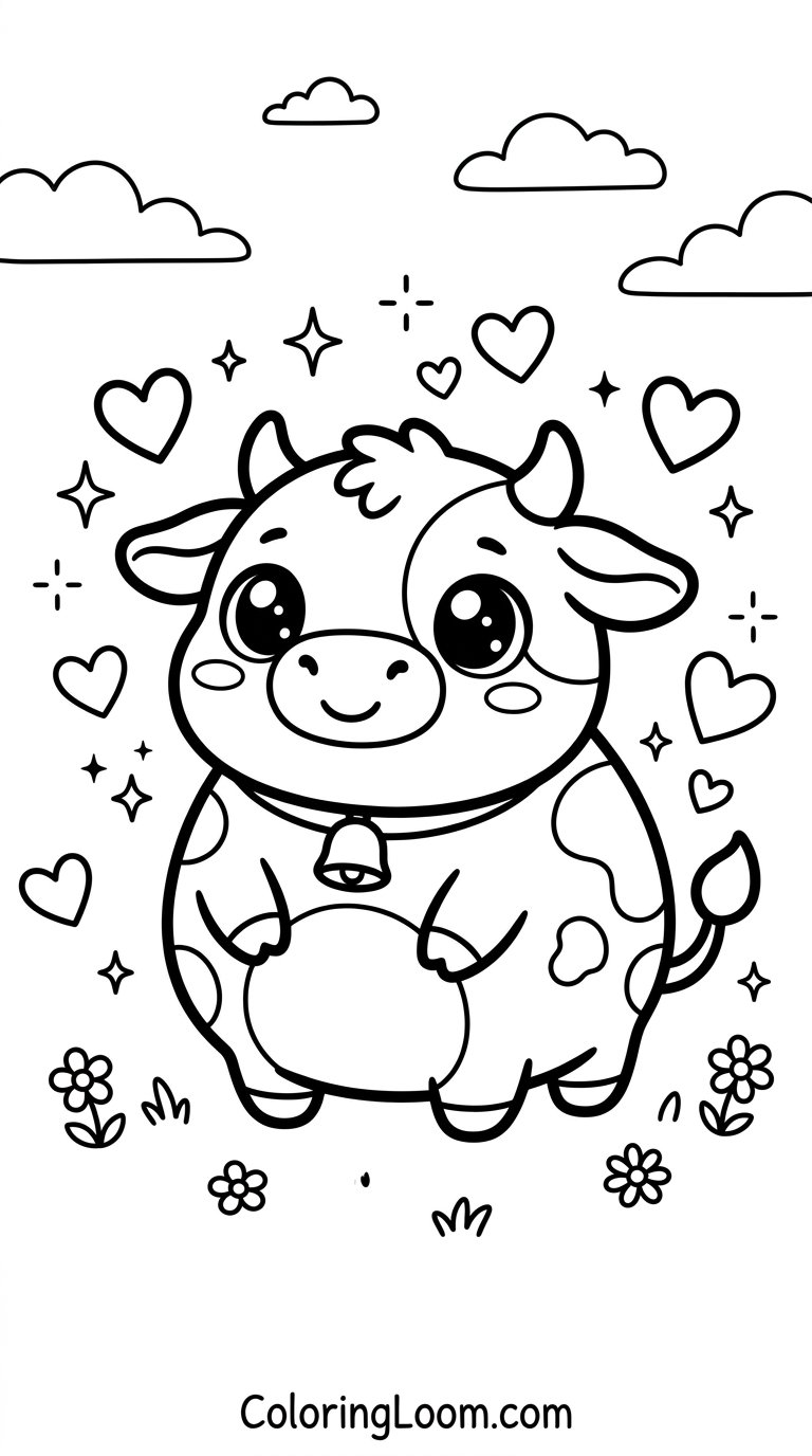 Free Printable Cow Coloring Pages Sheet 2