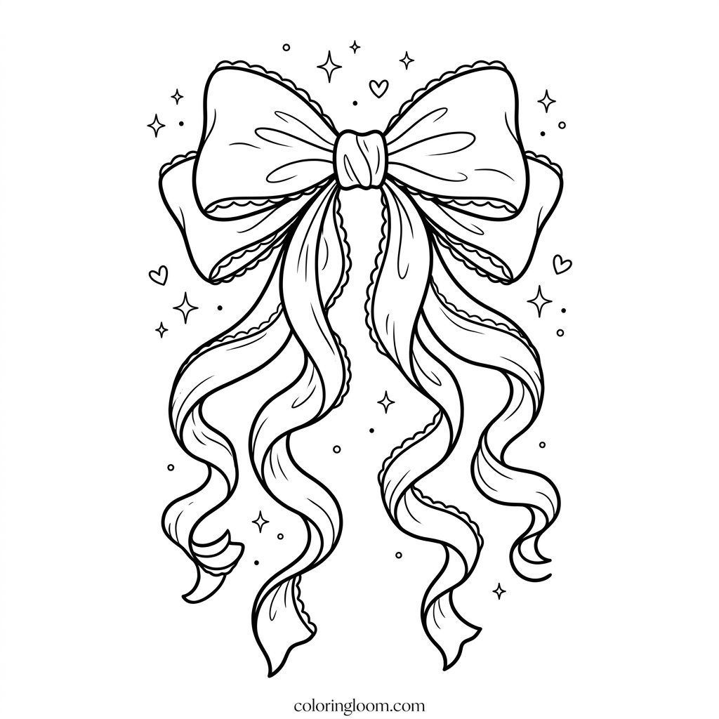 Free Printable Coquette Aesthetic Coloring Pages Sheet 3