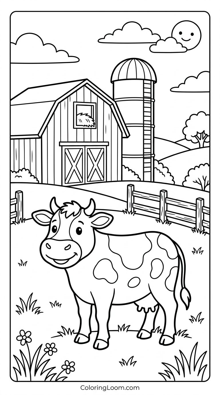 Free Printable Cow Coloring Pages Sheet 4