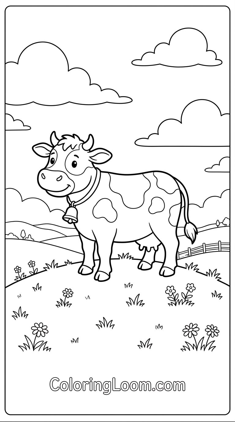 Free Printable Cow Coloring Pages Sheet 7