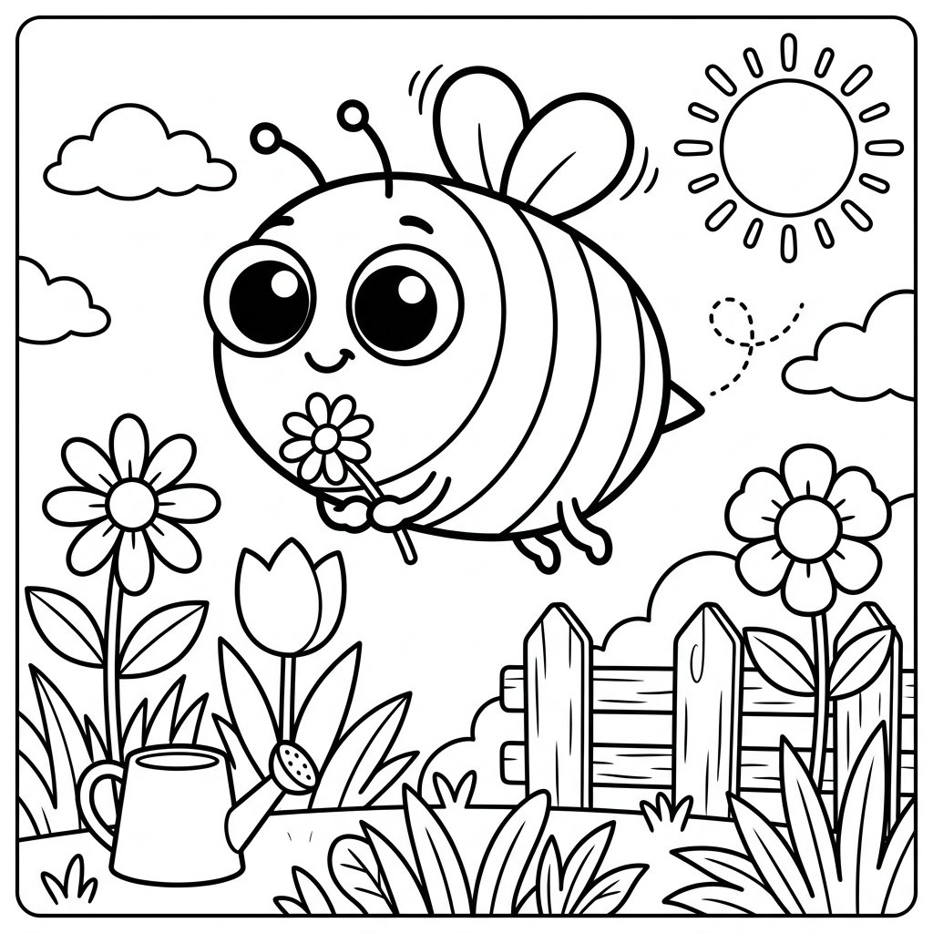 Free Printable Bee Coloring Pages Sheet 8