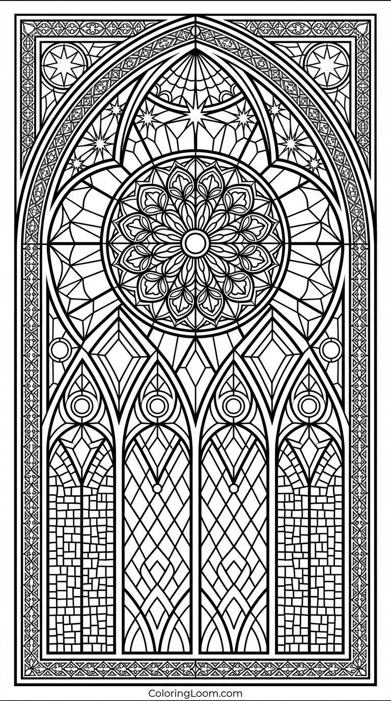 Free Printable Stained Glass Coloring Pages Sheet 2