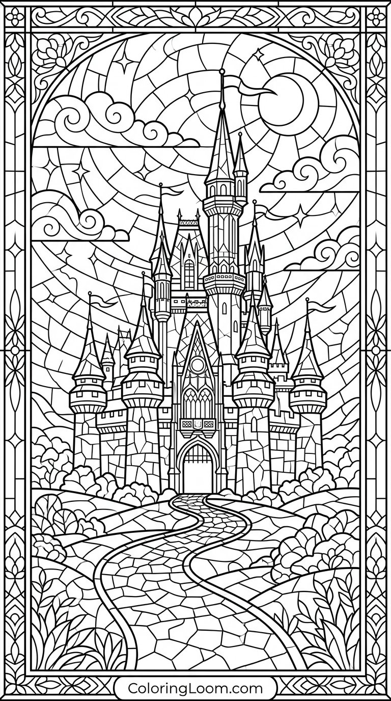 Free Printable Stained Glass Coloring Pages Sheet 3