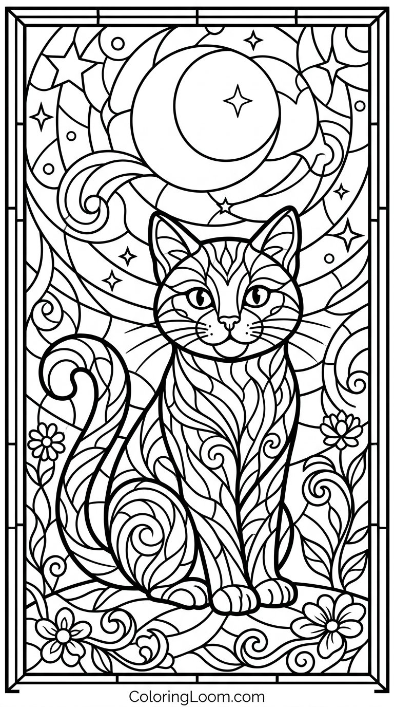 Free Printable Stained Glass Coloring Pages Sheet 4