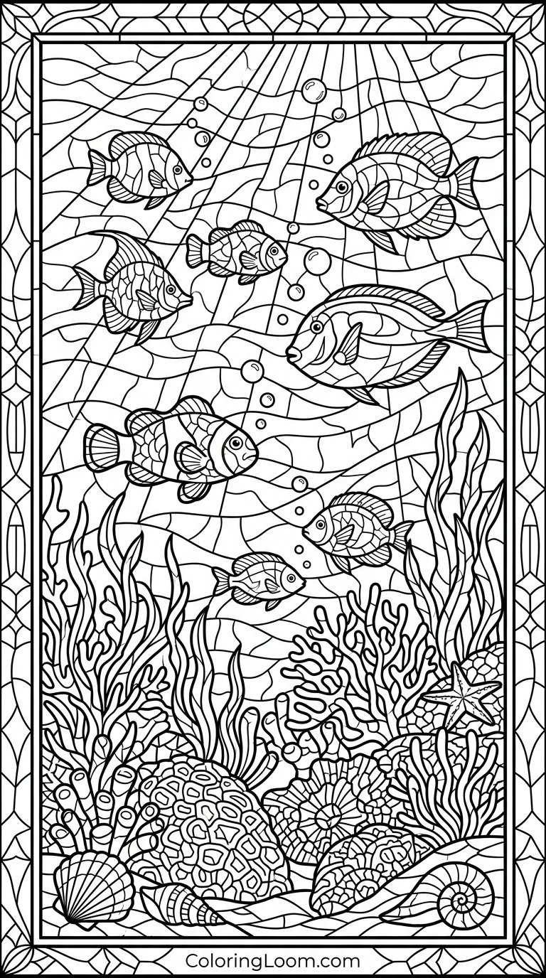 Free Printable Stained Glass Coloring Pages Sheet 5