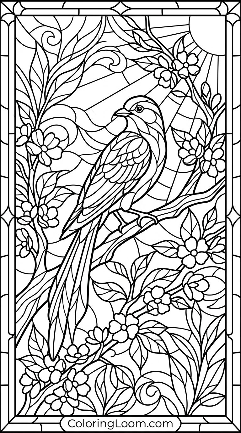 Free Printable Stained Glass Coloring Pages Sheet 7