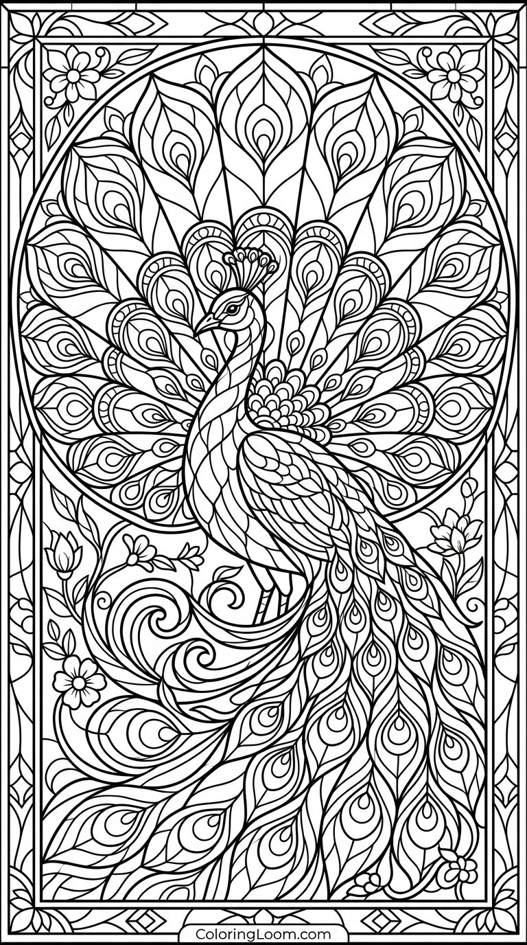 Free Printable Stained Glass Coloring Pages Sheet 8