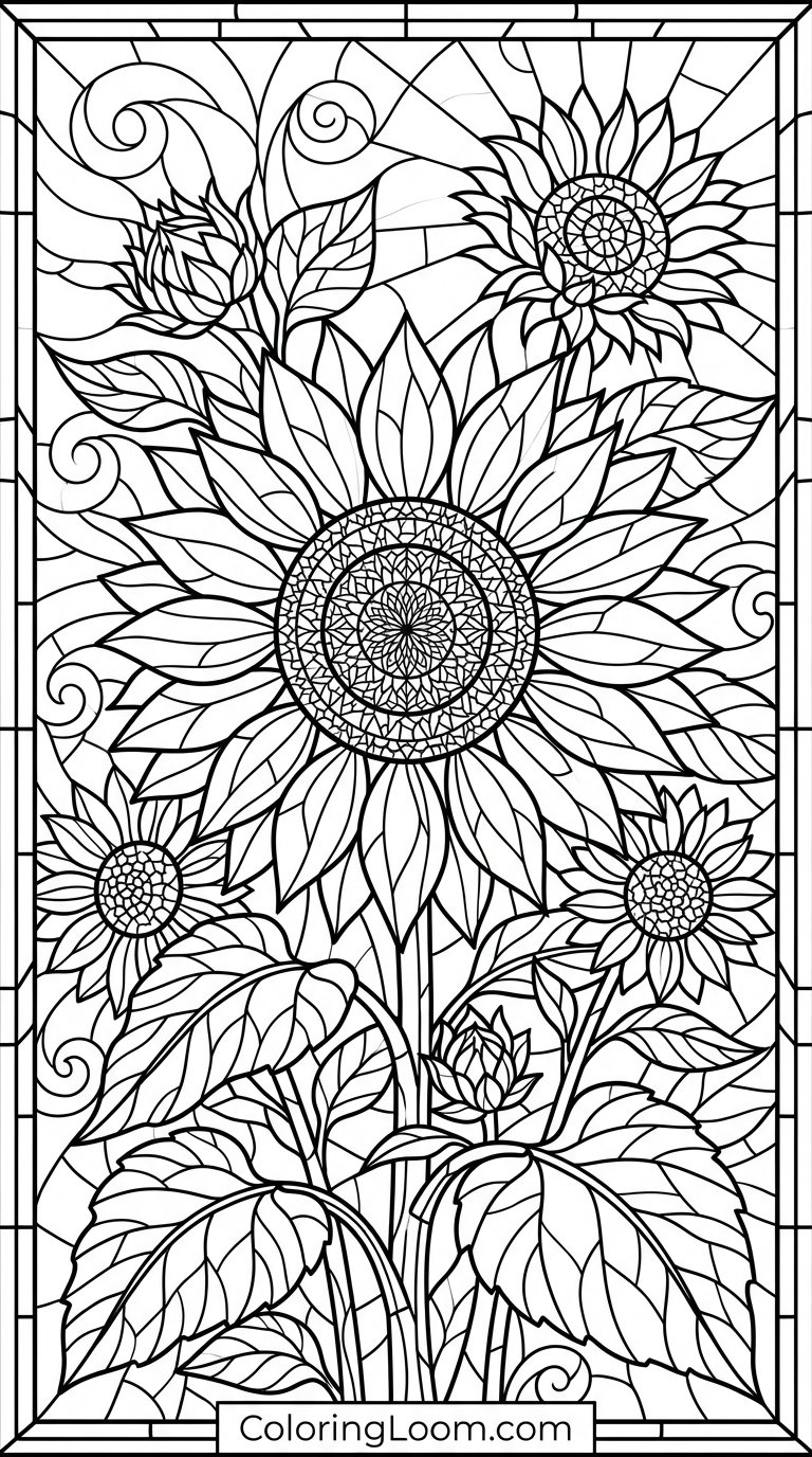 Free Printable Stained Glass Coloring Pages Sheet 9