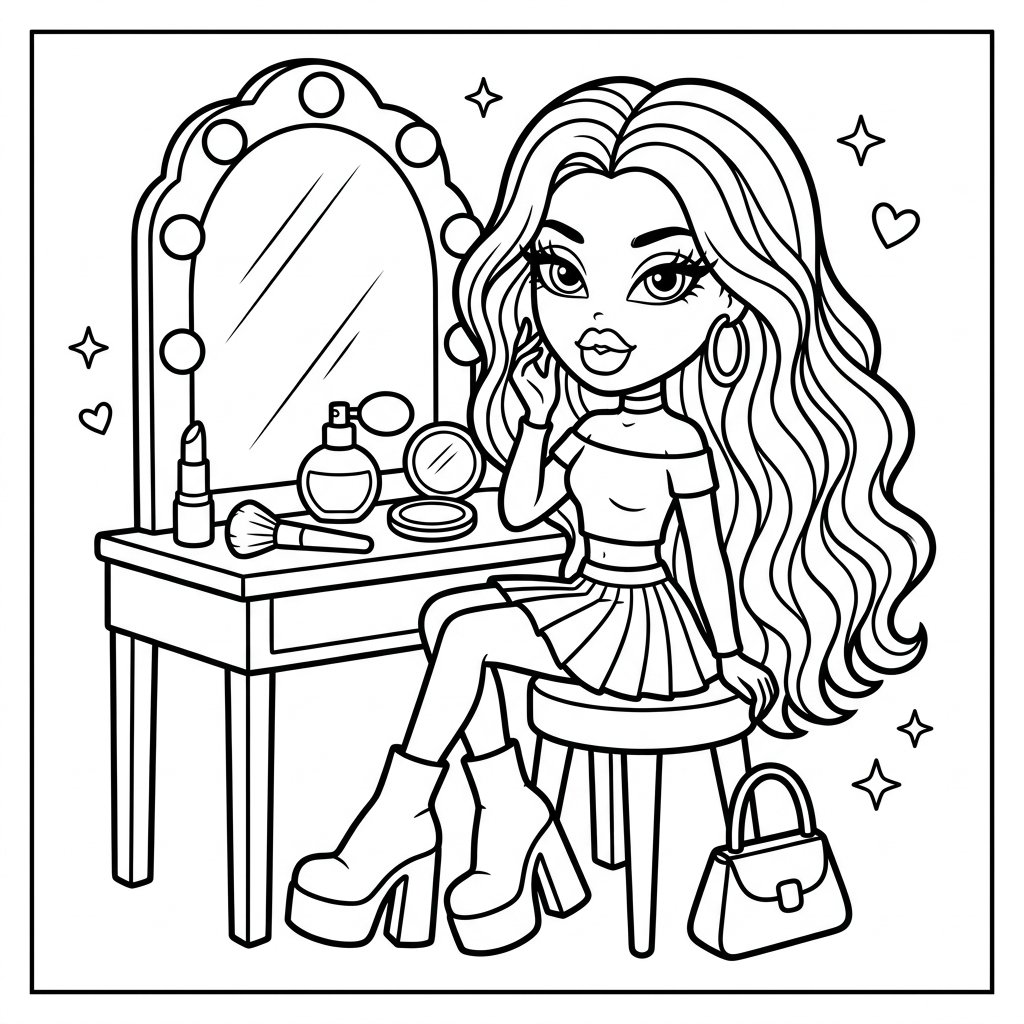 Free Printable Bratz Doll Coloring Pages Sheet 8