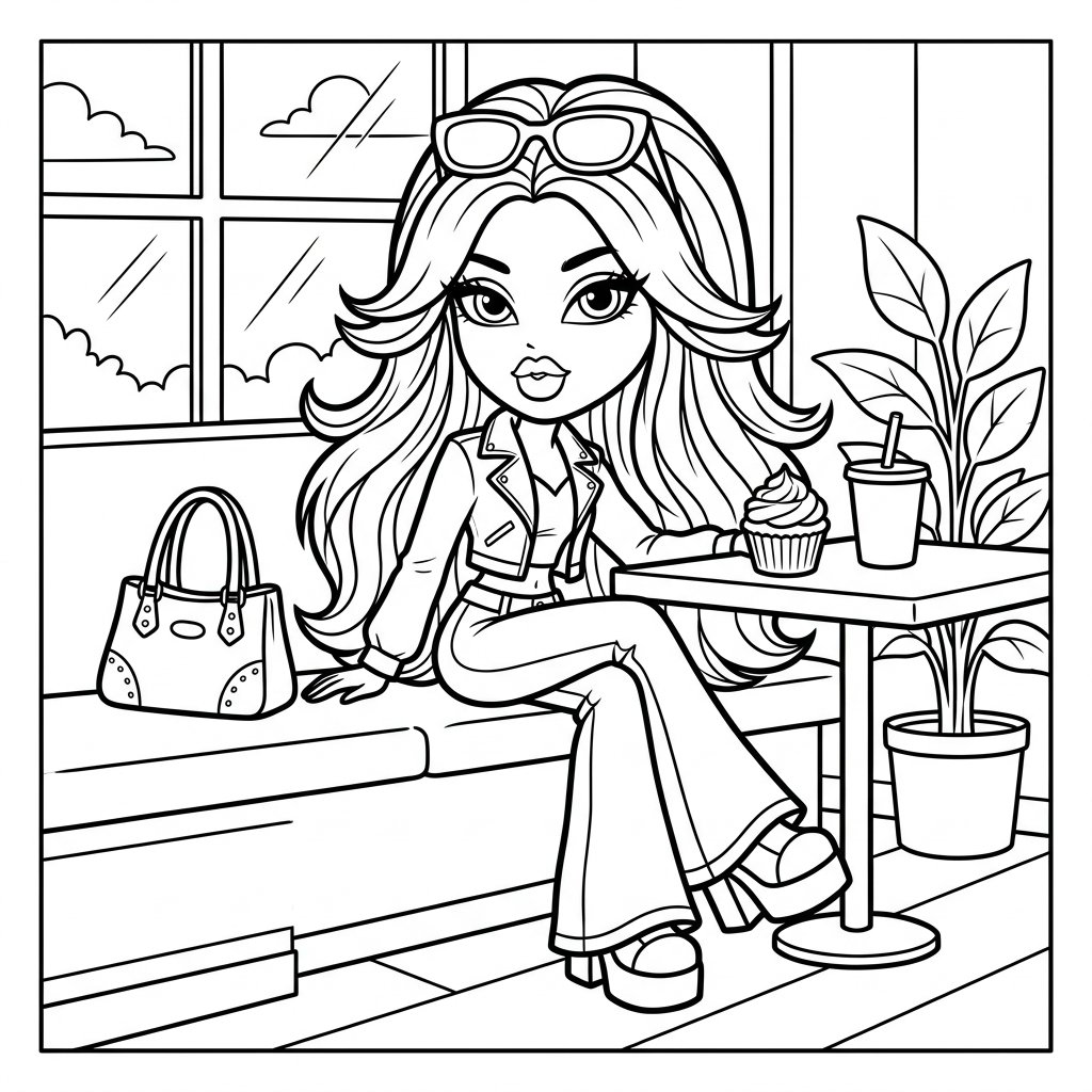 Free Printable Bratz Doll Coloring Pages Sheet 9
