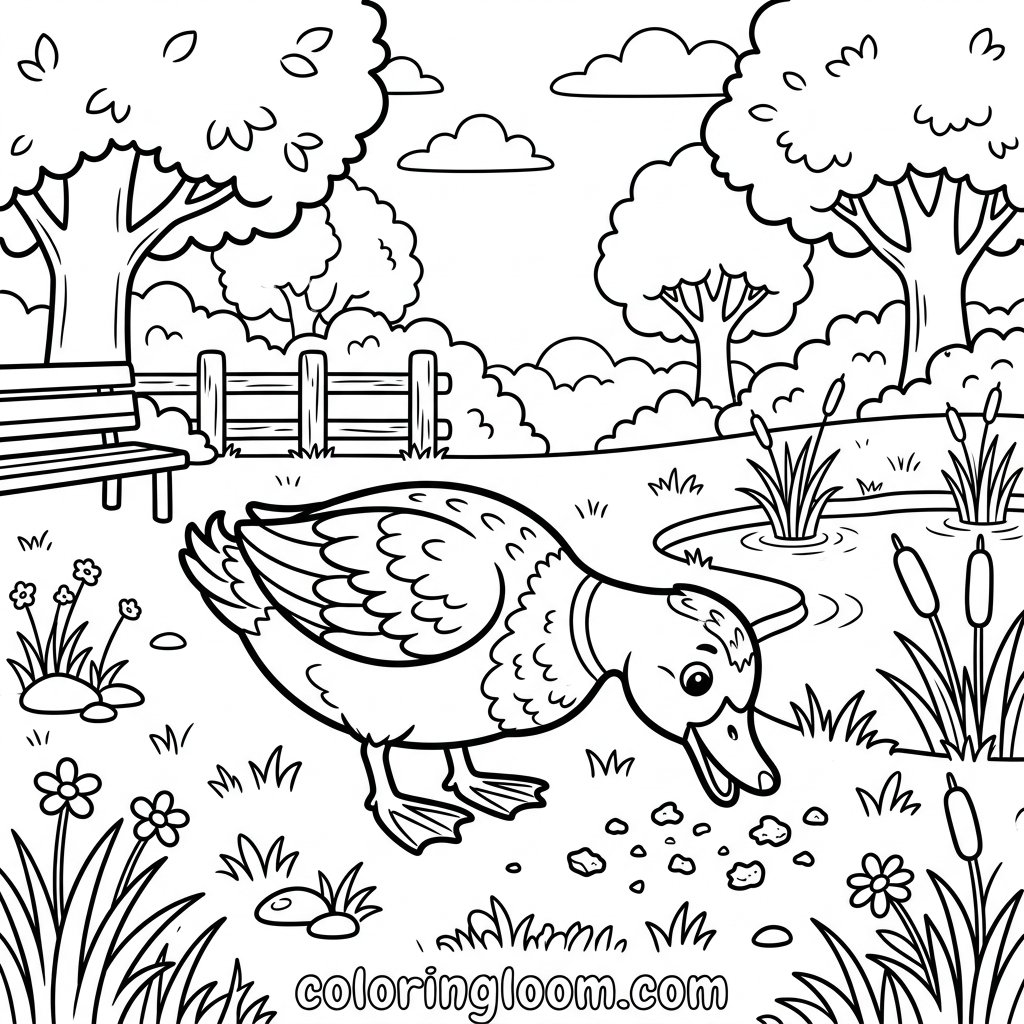 Free Printable Duck Coloring Pages Sheet 4