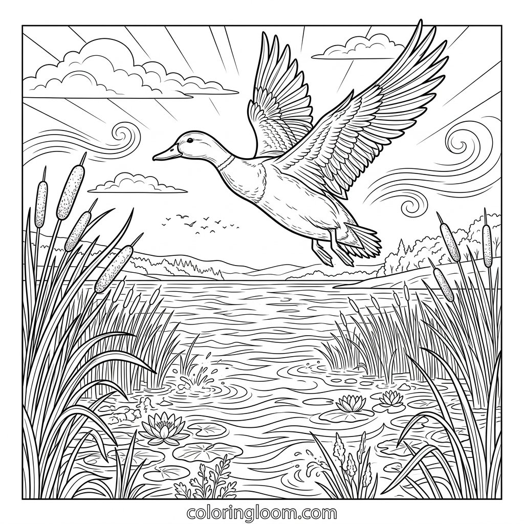 Free Printable Duck Coloring Pages Sheet 6