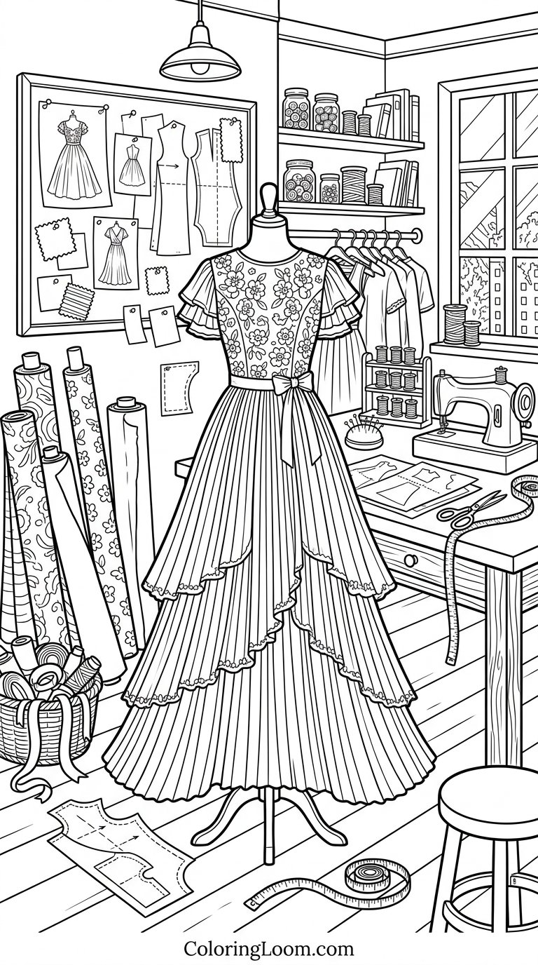 Free Printable Dress Coloring Pages Sheet 6
