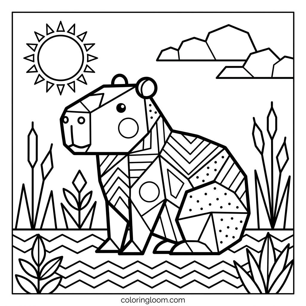 Free Printable Capybara Coloring Pages Sheet 10