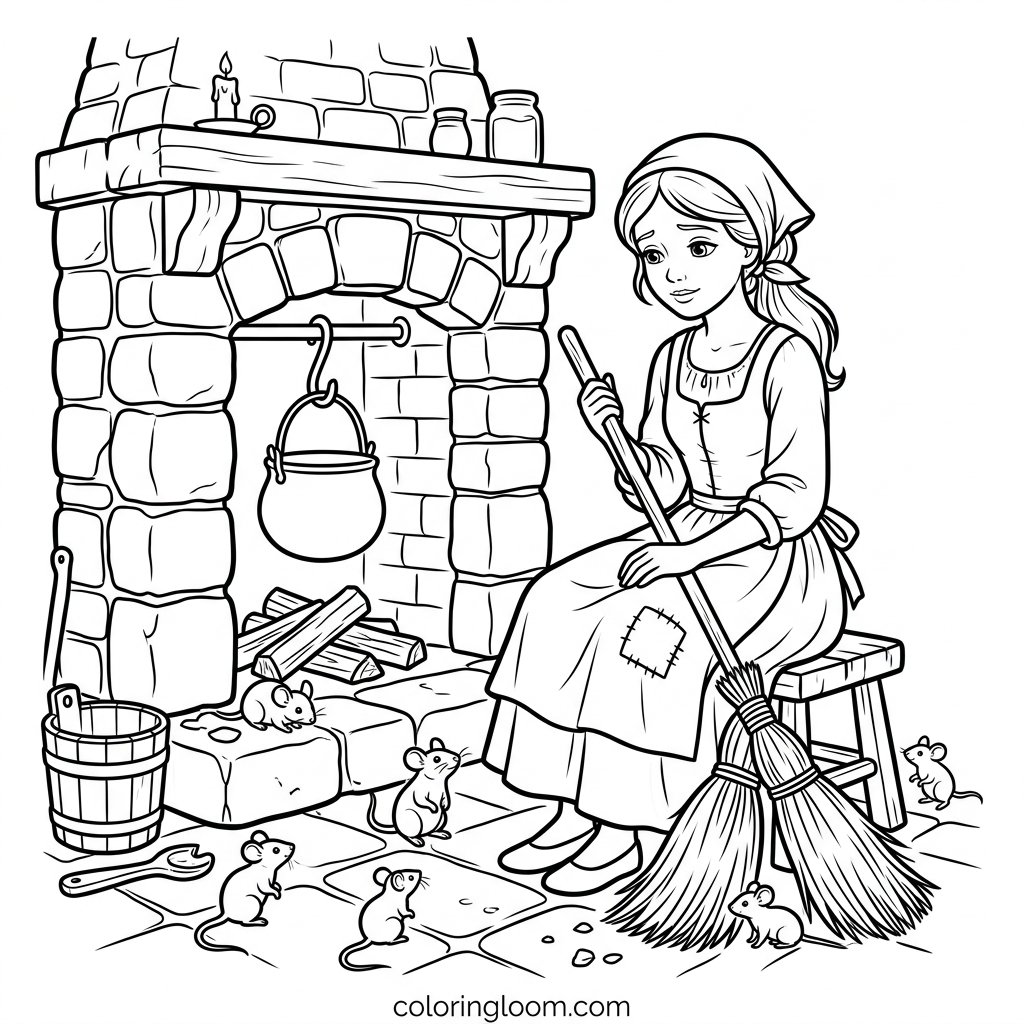 Free Printable Cinderella Coloring Pages Sheet 2