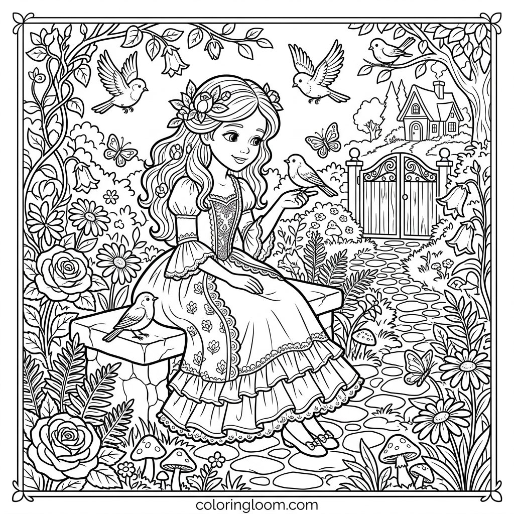 Free Printable Cinderella Coloring Pages Sheet 3