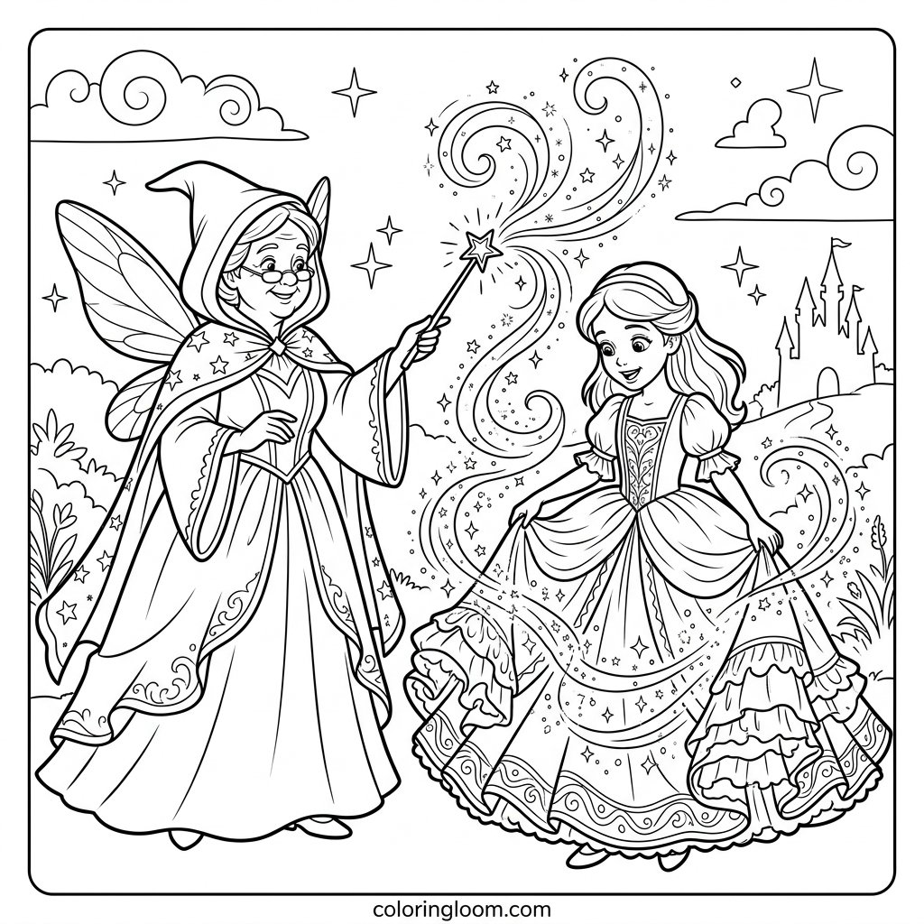 Free Printable Cinderella Coloring Pages Sheet 5