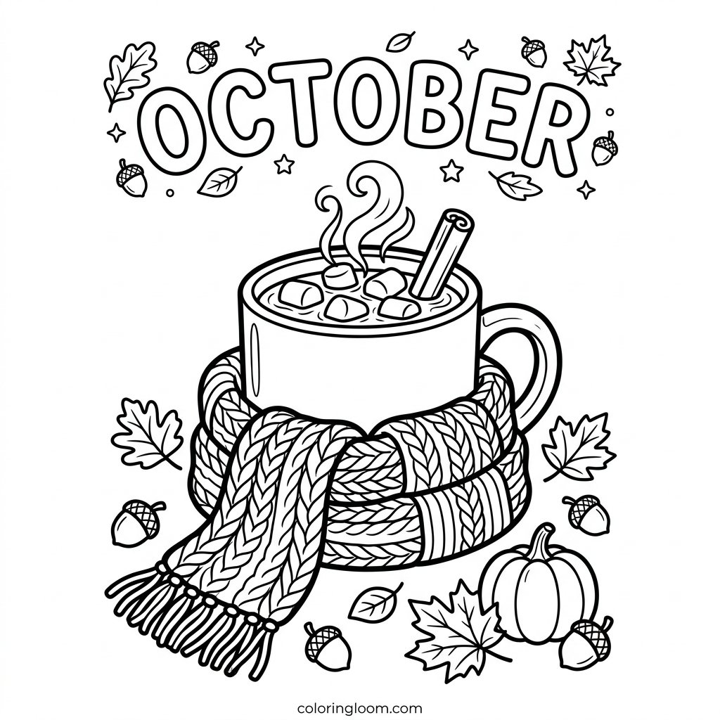 Free Printable October Coloring Pages Sheet 5