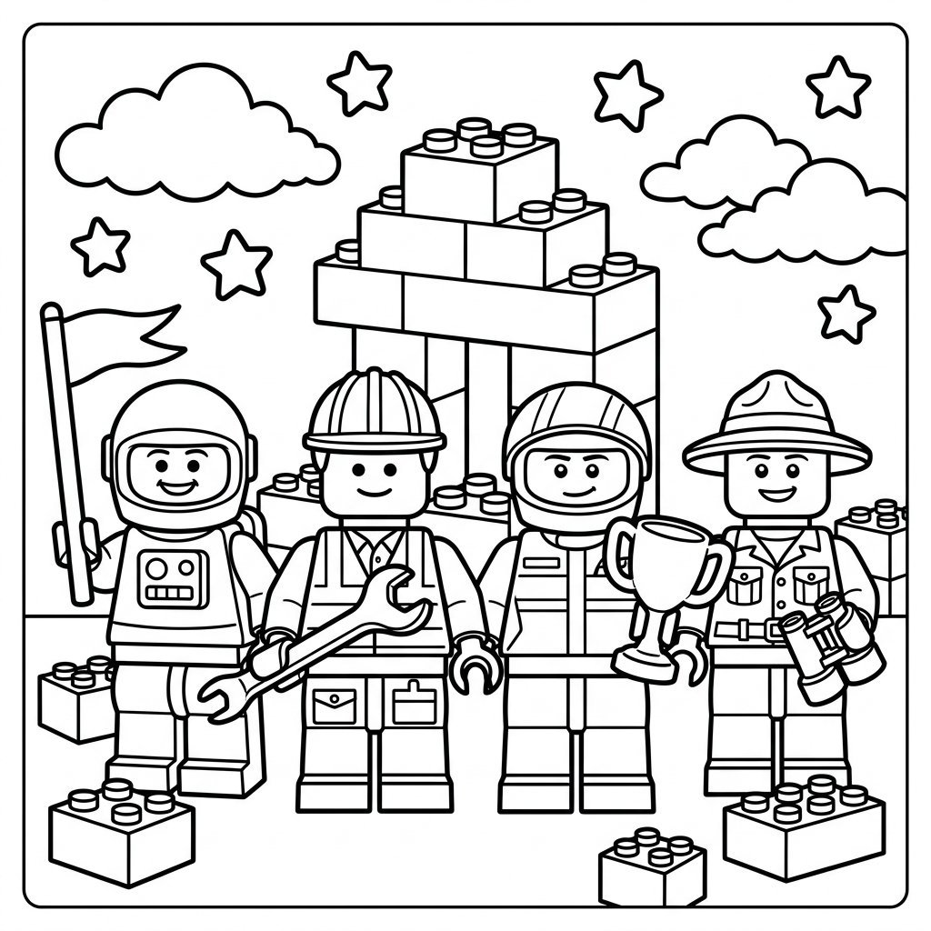 Free Printable LEGO Character Coloring Pages Sheet 4