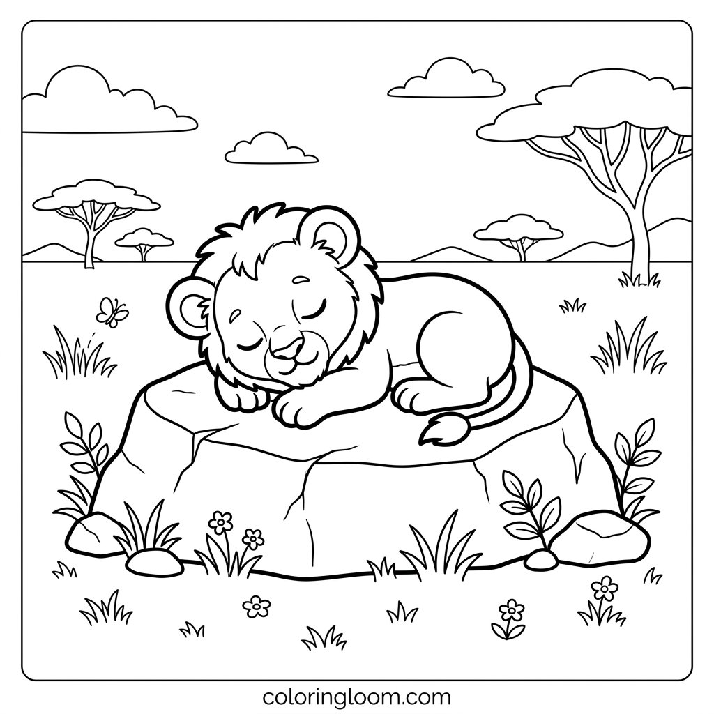 Free Printable Lion Coloring Pages Sheet 3