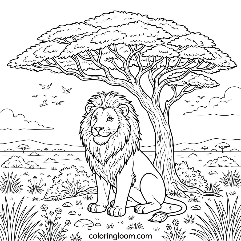 Free Printable Lion Coloring Pages Sheet 8