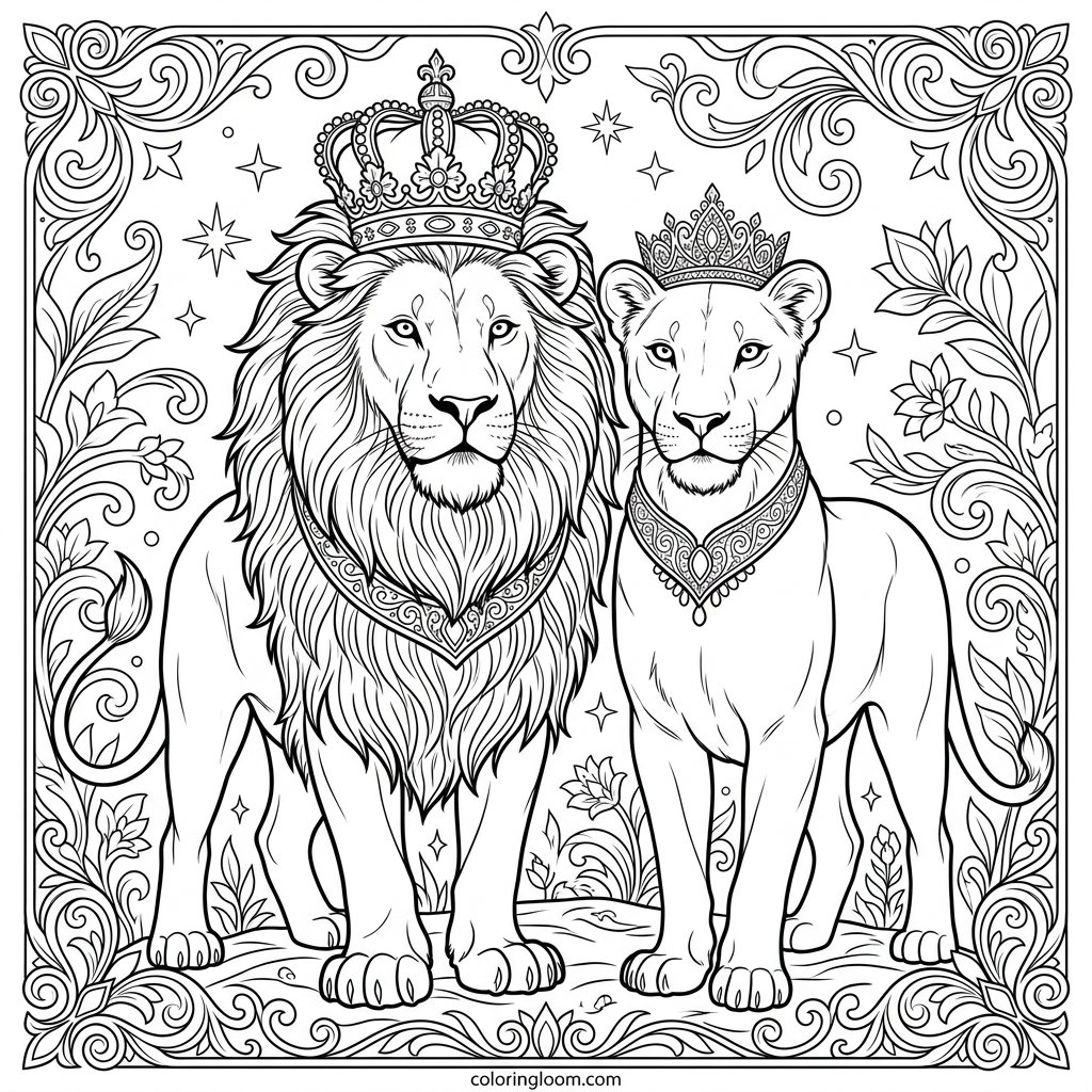 Free Printable Lion Coloring Pages Sheet 11
