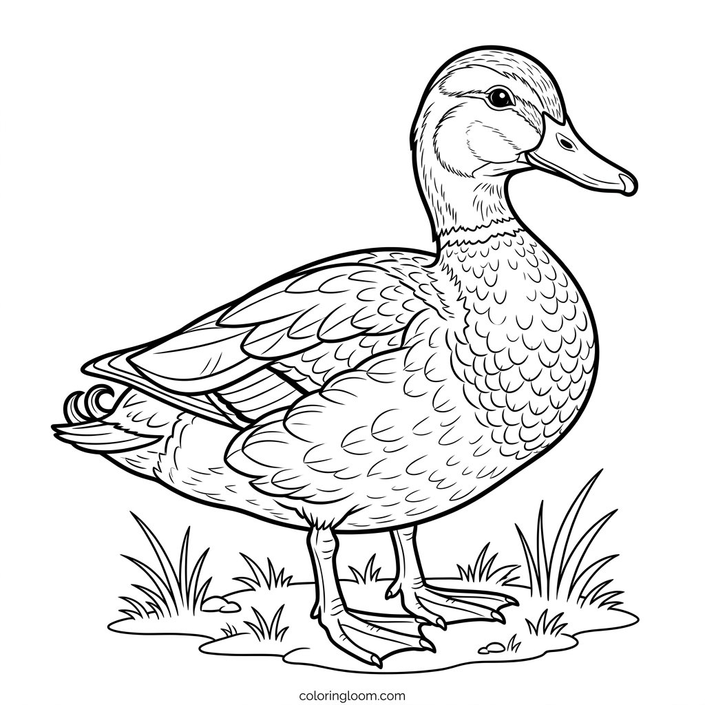 Free Printable Duck Coloring Pages Sheet 9