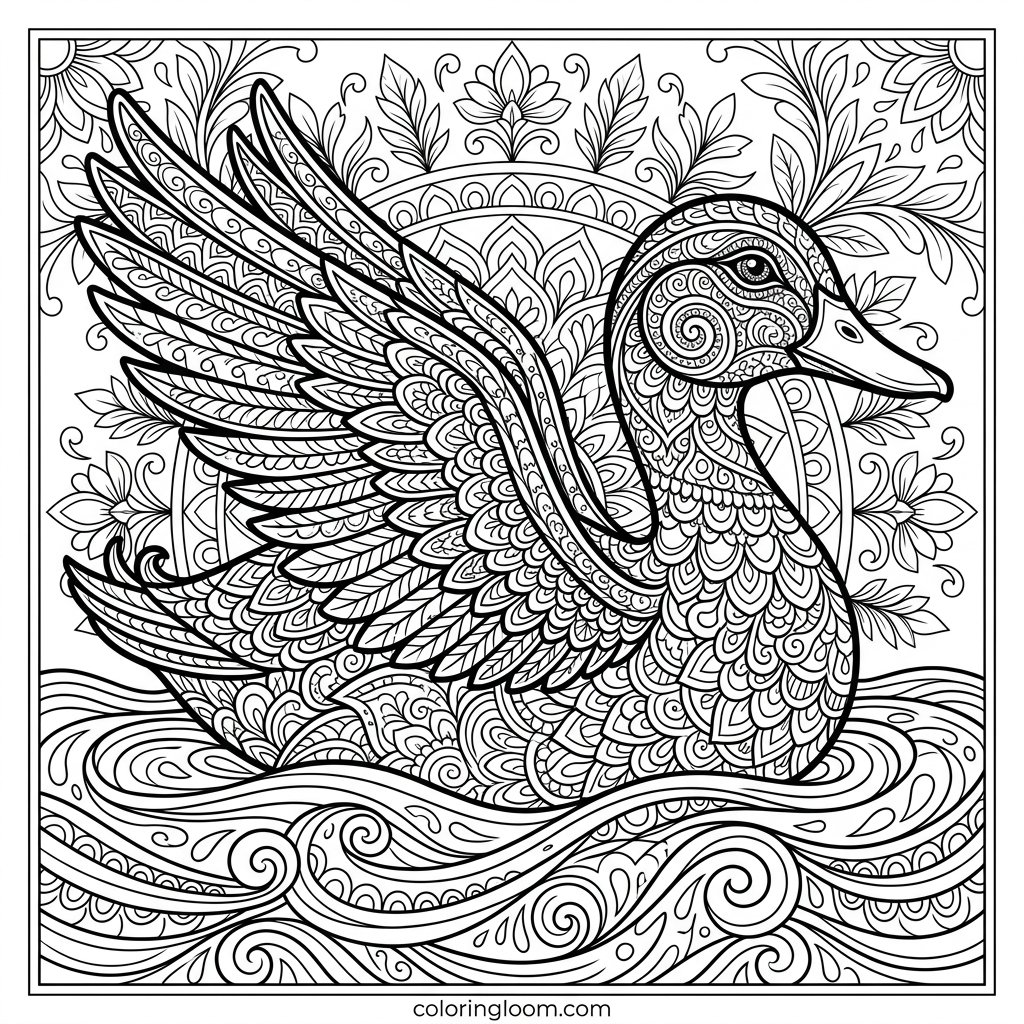 Free Printable Duck Coloring Pages Sheet 10
