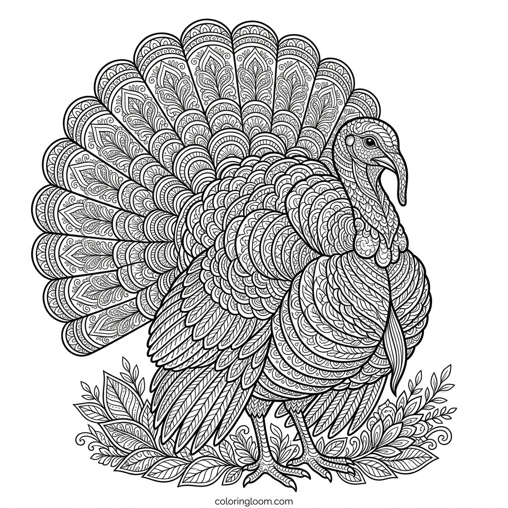 Free Printable Turkey Coloring Pages Sheet 3