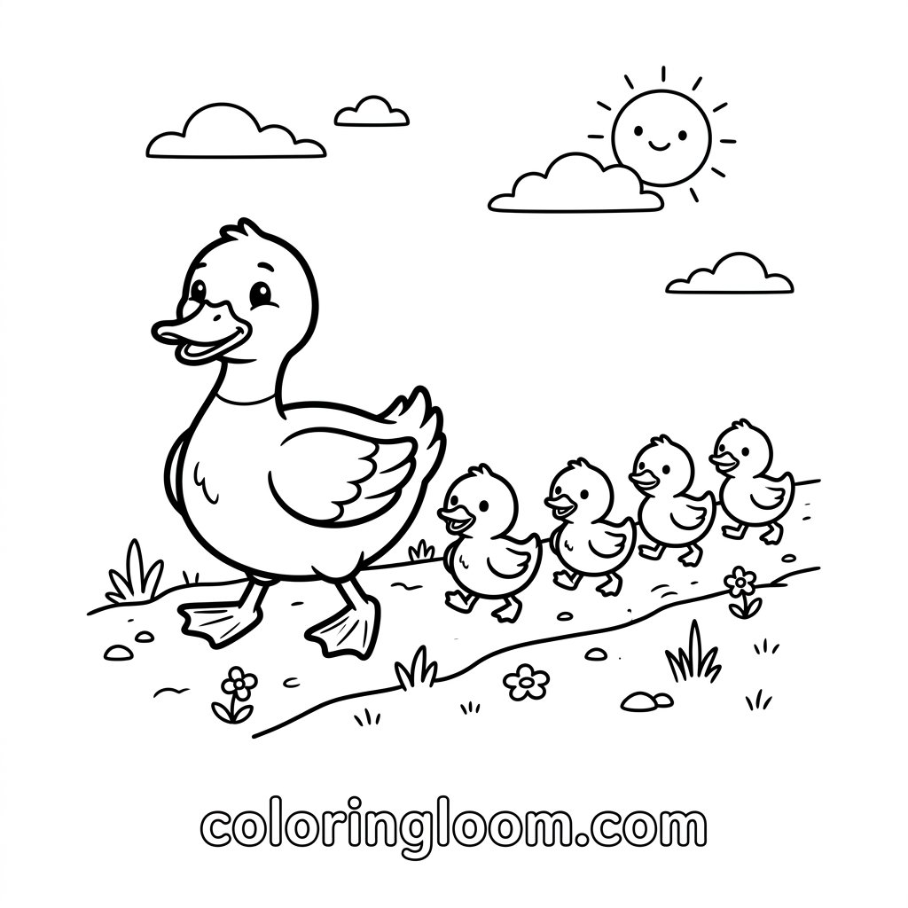 Free Printable Duck Coloring Pages Sheet 11