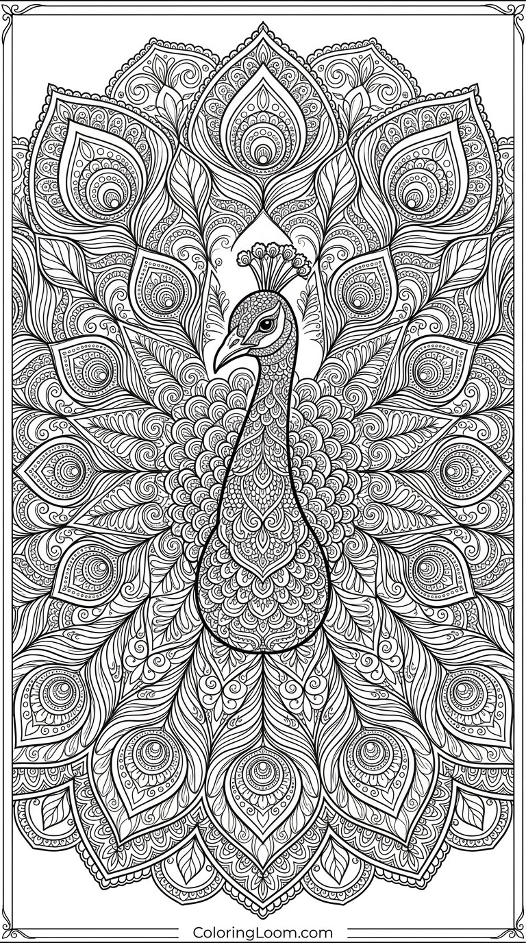 Free Printable Peacock Coloring Pages Sheet 5
