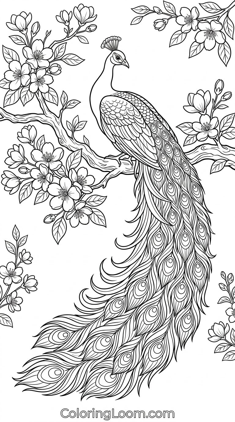 Free Printable Peacock Coloring Pages Sheet 6