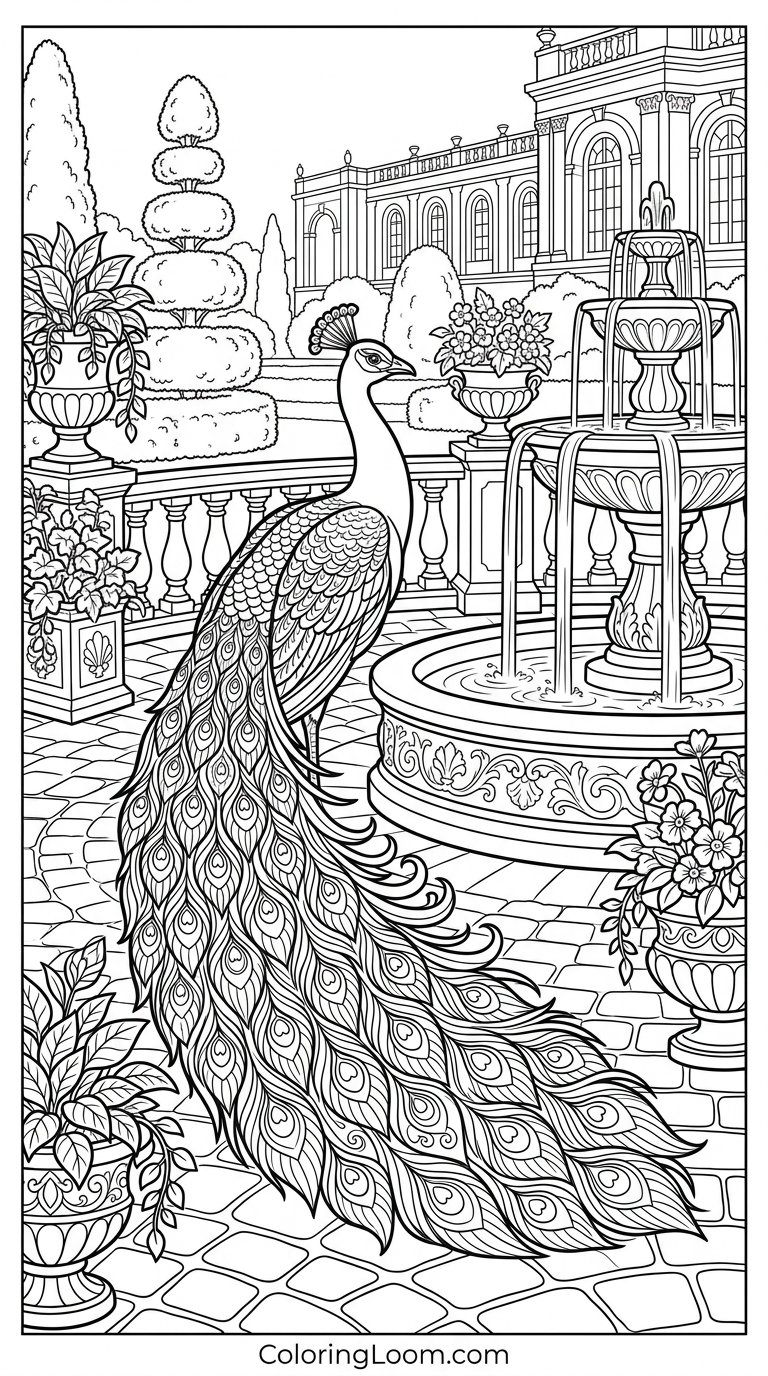 Free Printable Peacock Coloring Pages Sheet 8