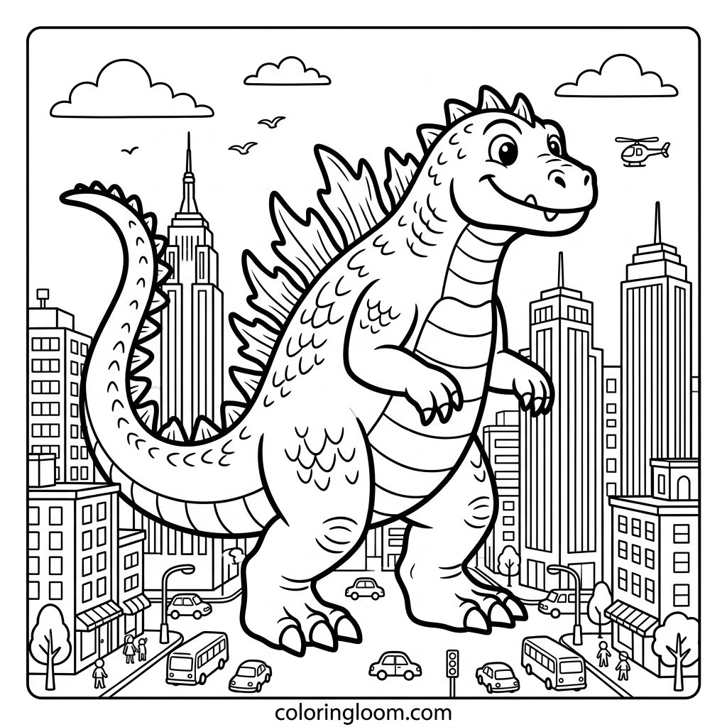 Free Printable Godzilla Coloring Pages Sheet 11