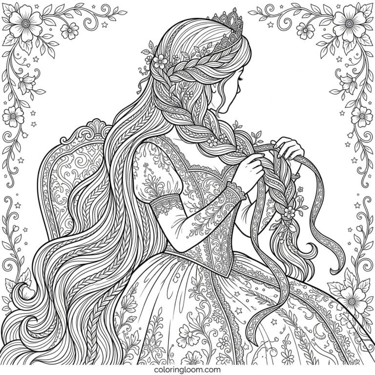 Free Printable Rapunzel Coloring Pages Sheet 1
