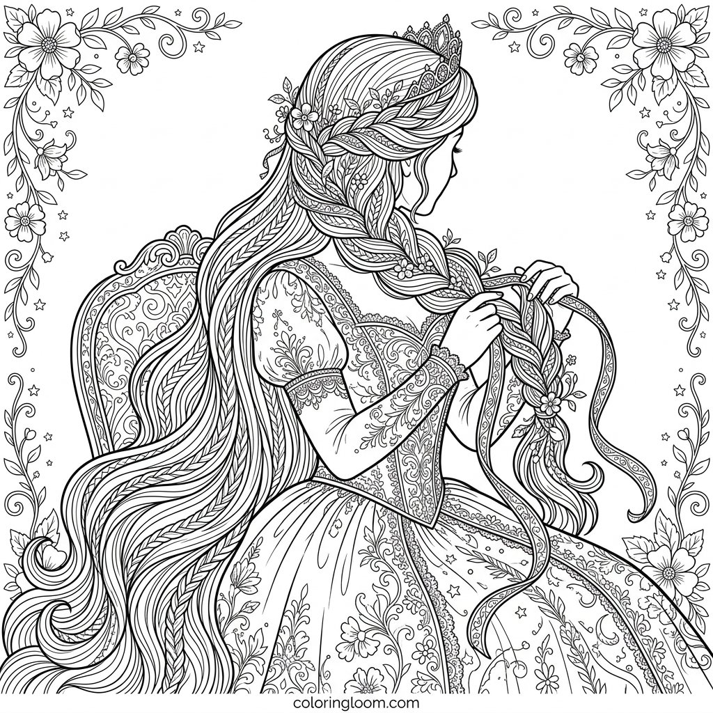 Free Printable Rapunzel Coloring Pages Sheet 1