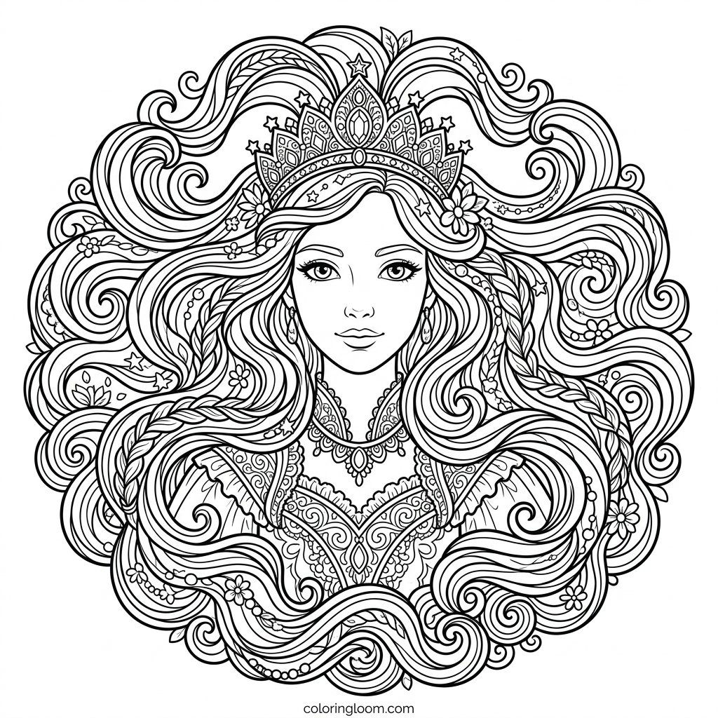Free Printable Rapunzel Coloring Pages Sheet 2