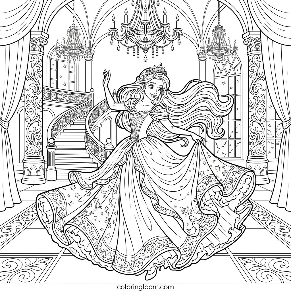 Free Printable Rapunzel Coloring Pages Sheet 3