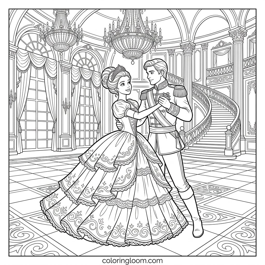 Free Printable Cinderella Coloring Pages Sheet 8