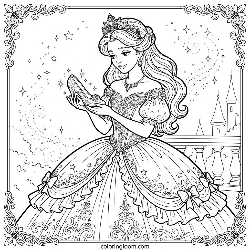 Free Printable Cinderella Coloring Pages Sheet 9