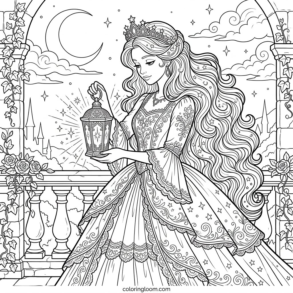 Free Printable Rapunzel Coloring Pages Sheet 5