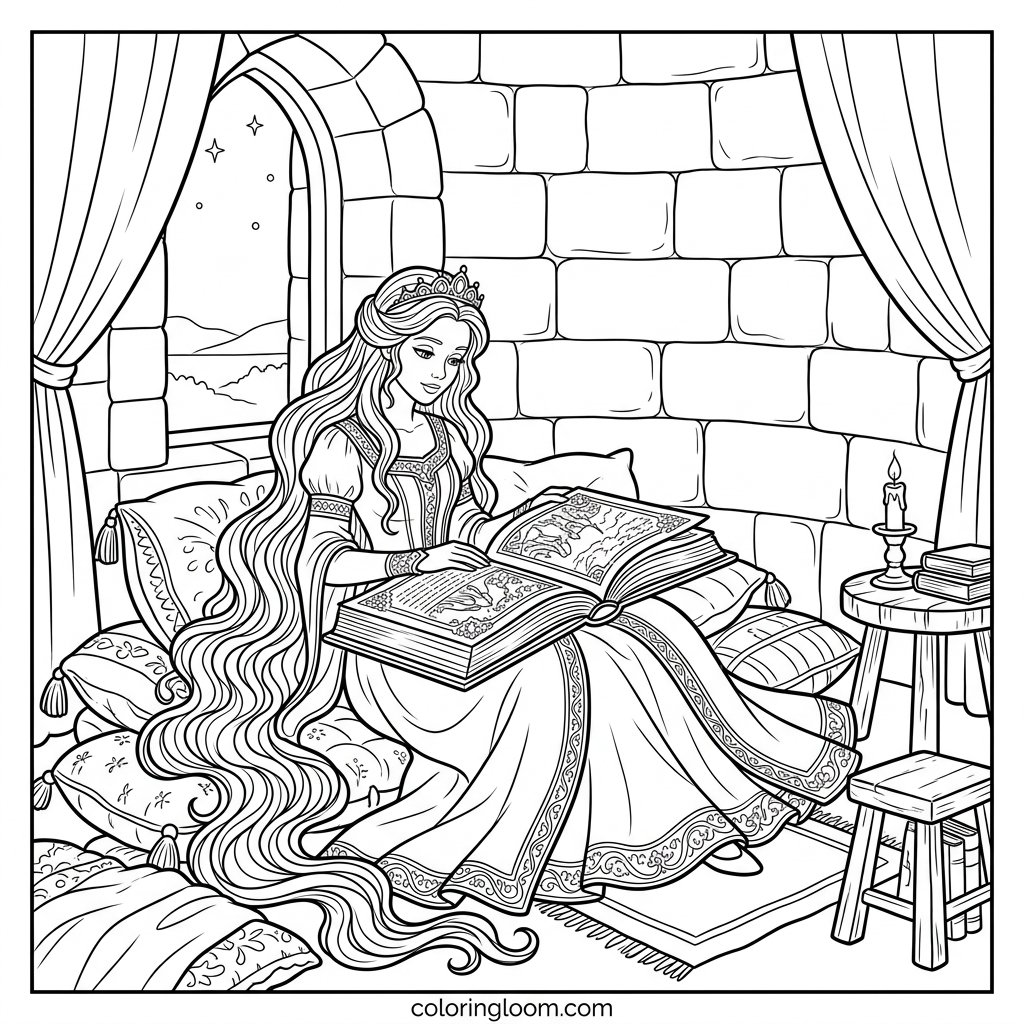 Free Printable Rapunzel Coloring Pages Sheet 6