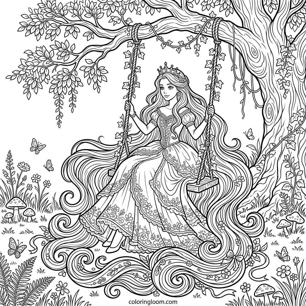 Free Printable Rapunzel Coloring Pages Sheet 8