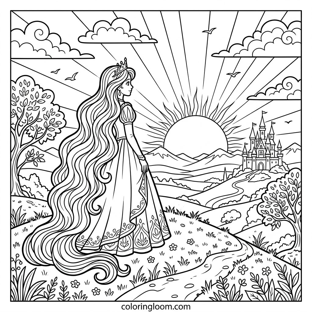 Free Printable Rapunzel Coloring Pages Sheet 10