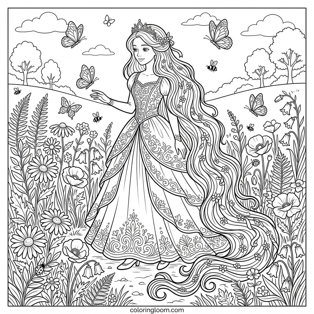 Free Printable Rapunzel Coloring Pages Sheet 11