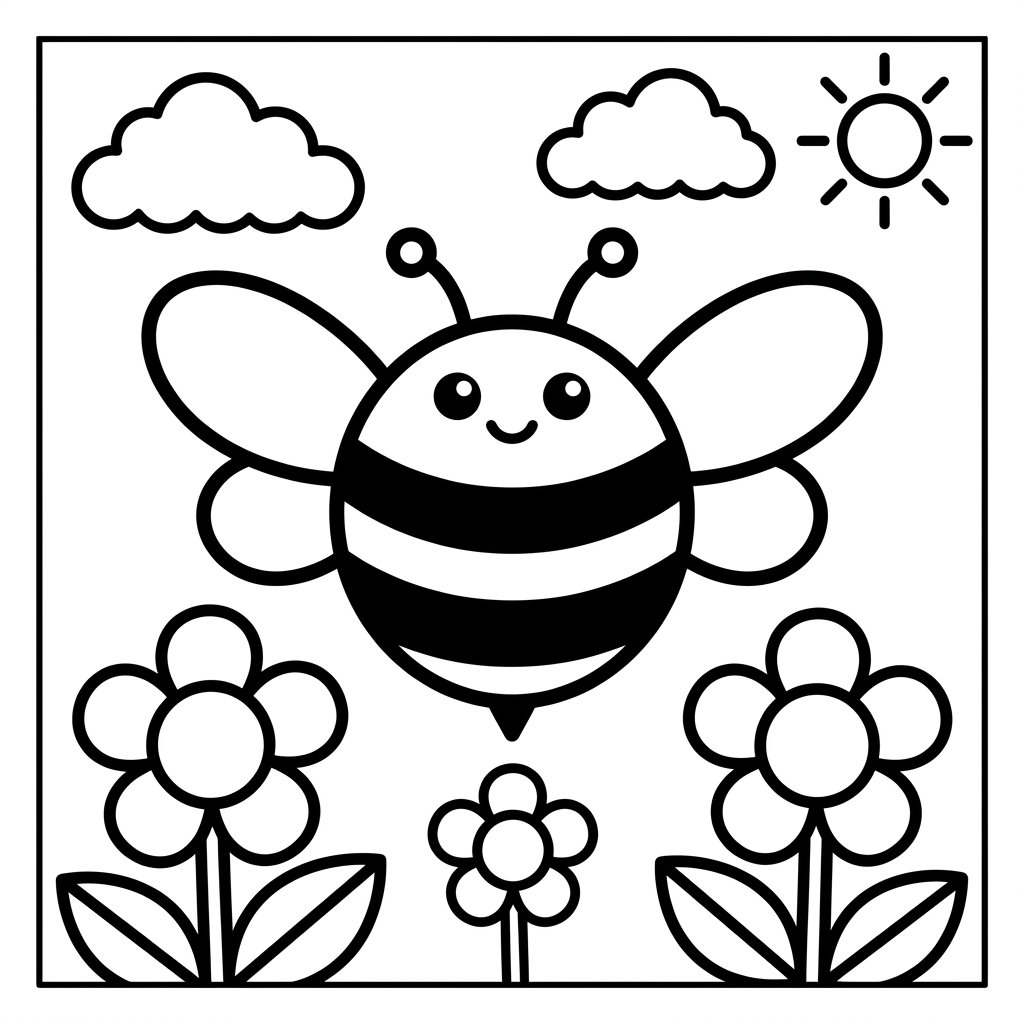 Free Printable Bee Coloring Pages Sheet 10