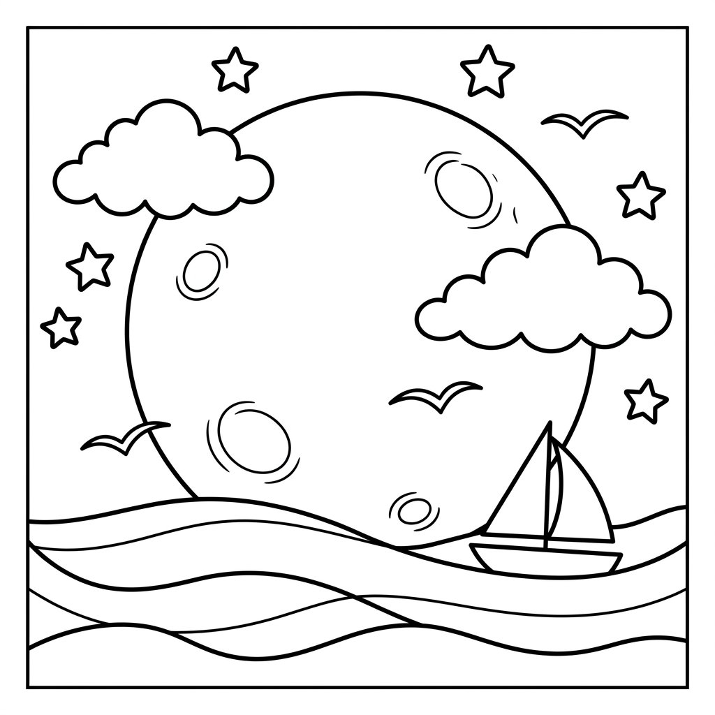 Free Printable Moon Coloring Pages Sheet 10