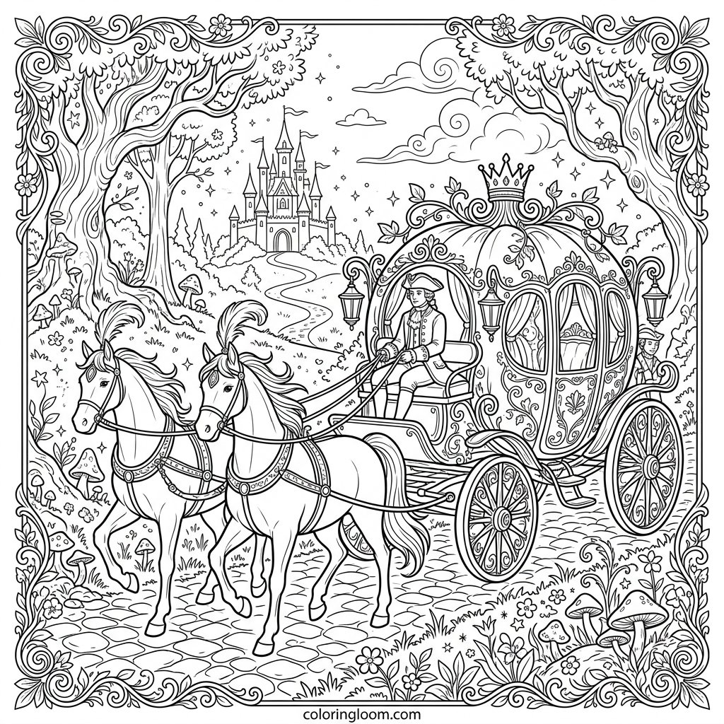 Free Printable Cinderella Coloring Pages Sheet 12