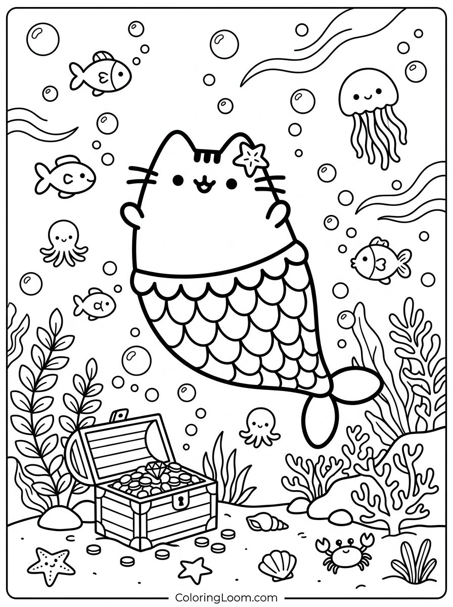 Free Printable Pusheen Coloring Pages Sheet 9