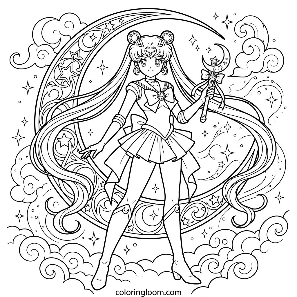 Free Printable Sailor Moon Coloring Pages Sheet 12